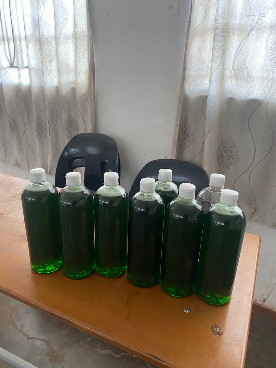 Bottled products produced during skills training