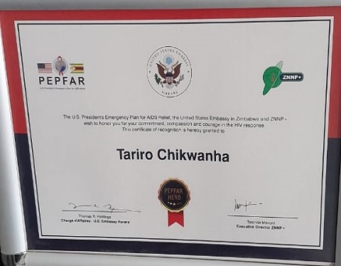 PEPFAR award certificate